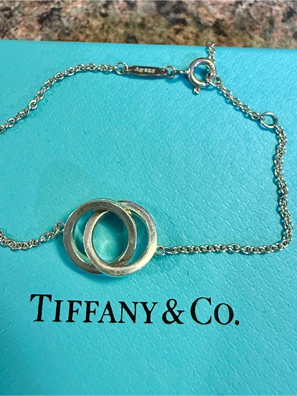 Tiffany & Co. Interlocking Circles Necklace - Silver on Tiffany Blue